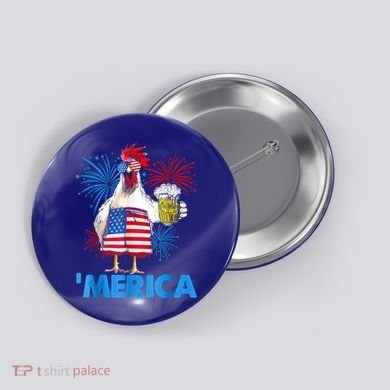 Funny Merica Chicken Beer Drinking 4th Of July Patriotic. Button