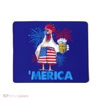 Funny Merica Chicken Beer Drinking 4th Of July Patriotic. Mousepad thumb 0