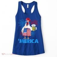 Funny Merica Chicken Beer Drinking 4th Of July Patriotic. Women's Tank Top thumb 0