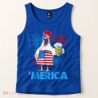 Funny Merica Chicken Beer Drinking 4th Of July Patriotic. Tank Top thumb 2