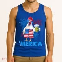 Funny Merica Chicken Beer Drinking 4th Of July Patriotic. Tank Top thumb 3