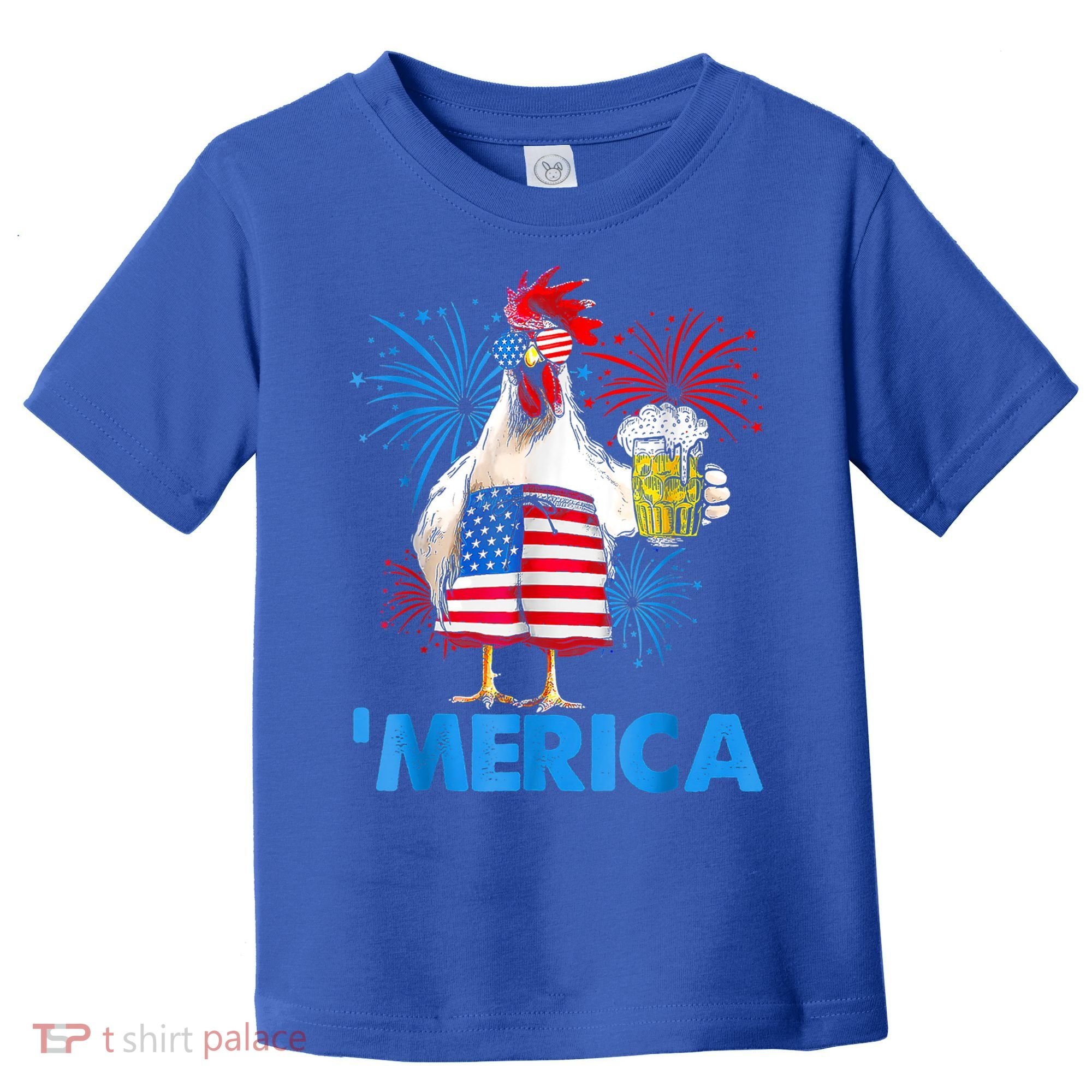 Funny Merica Chicken Beer Drinking 4th Of July Patriotic. Toddler T-Shirt