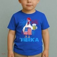 Funny Merica Chicken Beer Drinking 4th Of July Patriotic. Toddler T-Shirt thumb 2