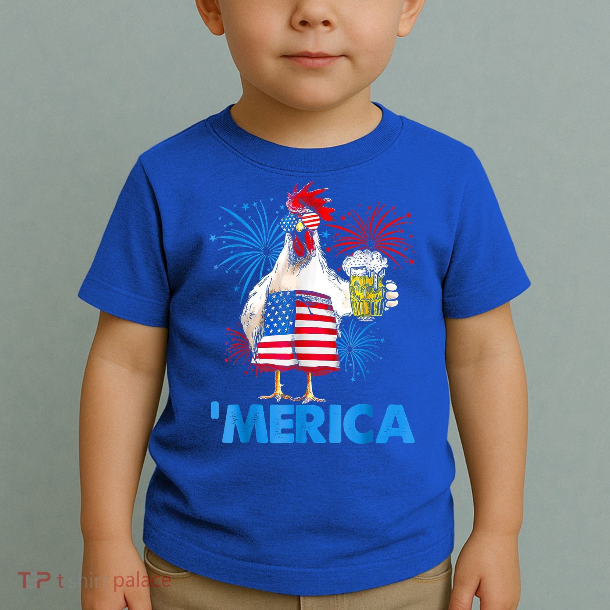 Funny Merica Chicken Beer Drinking 4th Of July Patriotic. Toddler T-Shirt