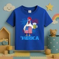 Funny Merica Chicken Beer Drinking 4th Of July Patriotic. Toddler T-Shirt thumb 3