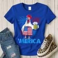 Funny Merica Chicken Beer Drinking 4th Of July Patriotic. Women's T-Shirt thumb 3