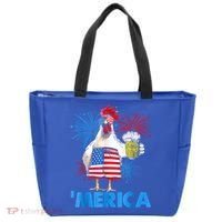 Funny Merica Chicken Beer Drinking 4th Of July Patriotic. Tote Bag thumb 0