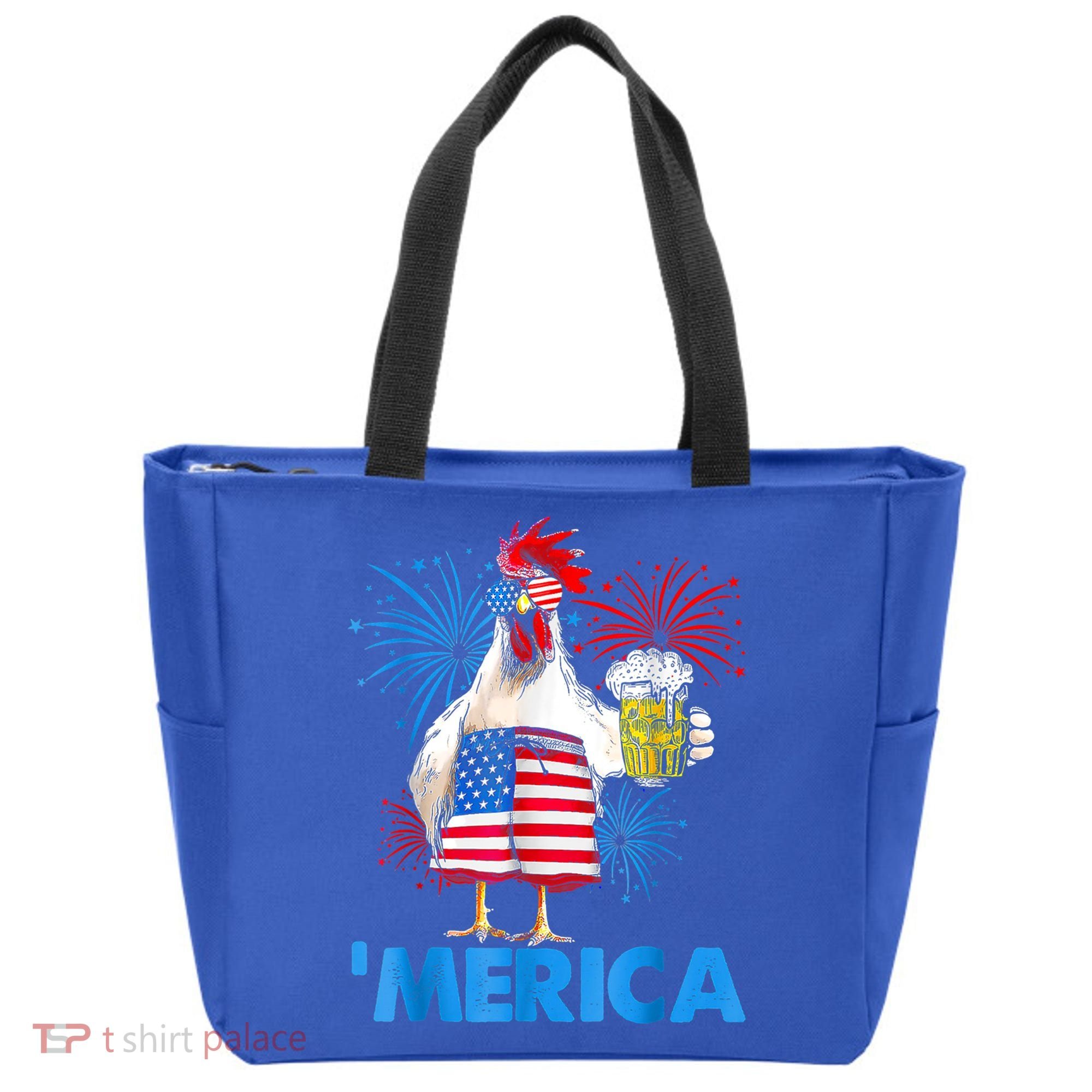 Funny Merica Chicken Beer Drinking 4th Of July Patriotic. Tote Bag