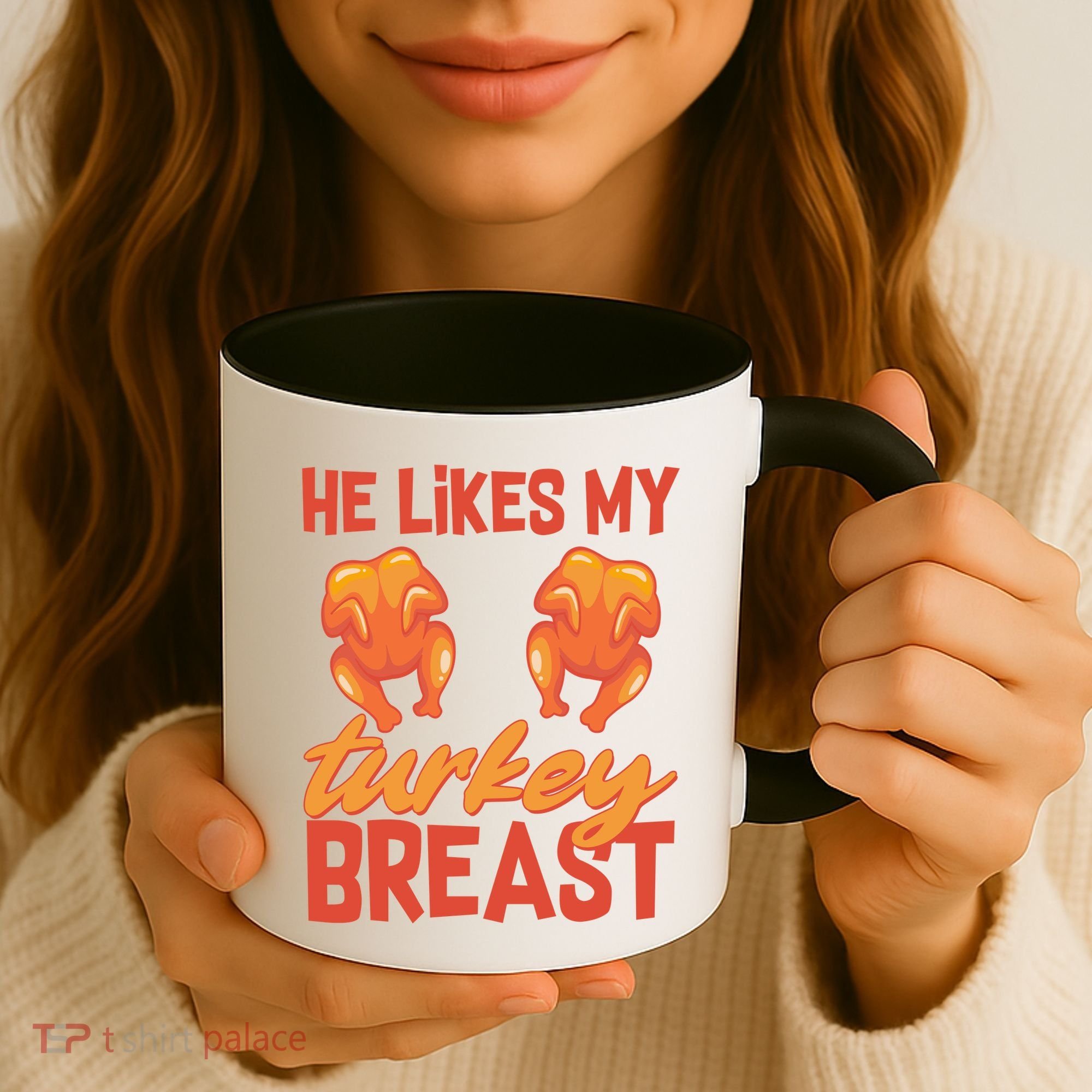 Funny Matching Couples Thanksgiving He Likes My Turkey Breast Coffee Mug