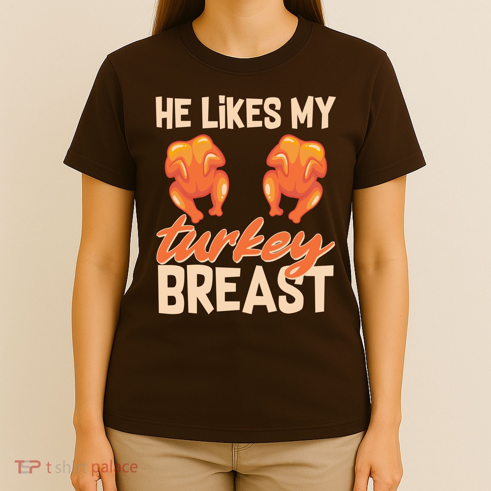 Funny Matching Couples Thanksgiving He Likes My Turkey Breast T-Shirt