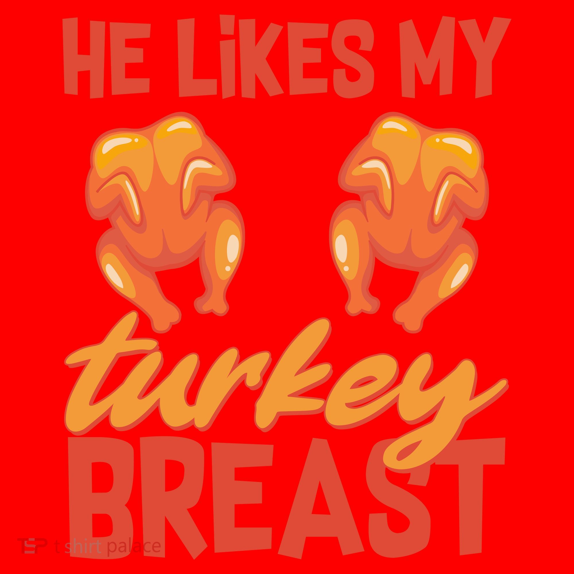 Funny Matching Couples Thanksgiving He Likes My Turkey Breast Santa Hat