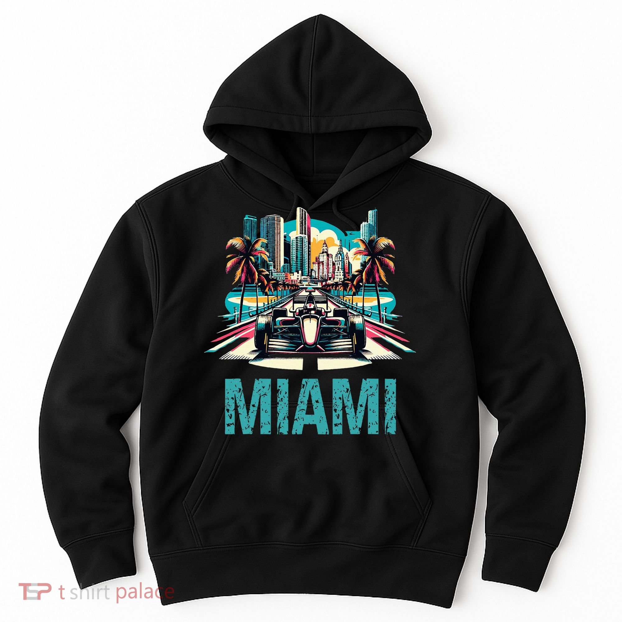 Formula Miami City Racing Circuit Car Map Grand Prix Race Hoodie