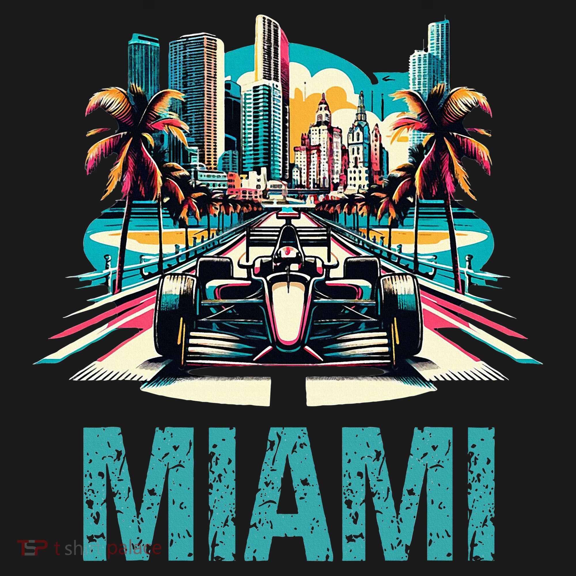 Formula Miami City Racing Circuit Car Map Grand Prix Race Long Sleeve Shirt