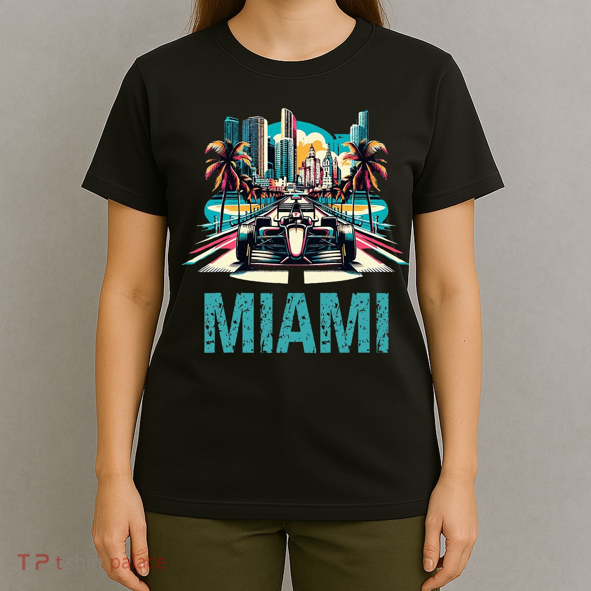 Formula Miami City Racing Circuit Car Map Grand Prix Race T-Shirt