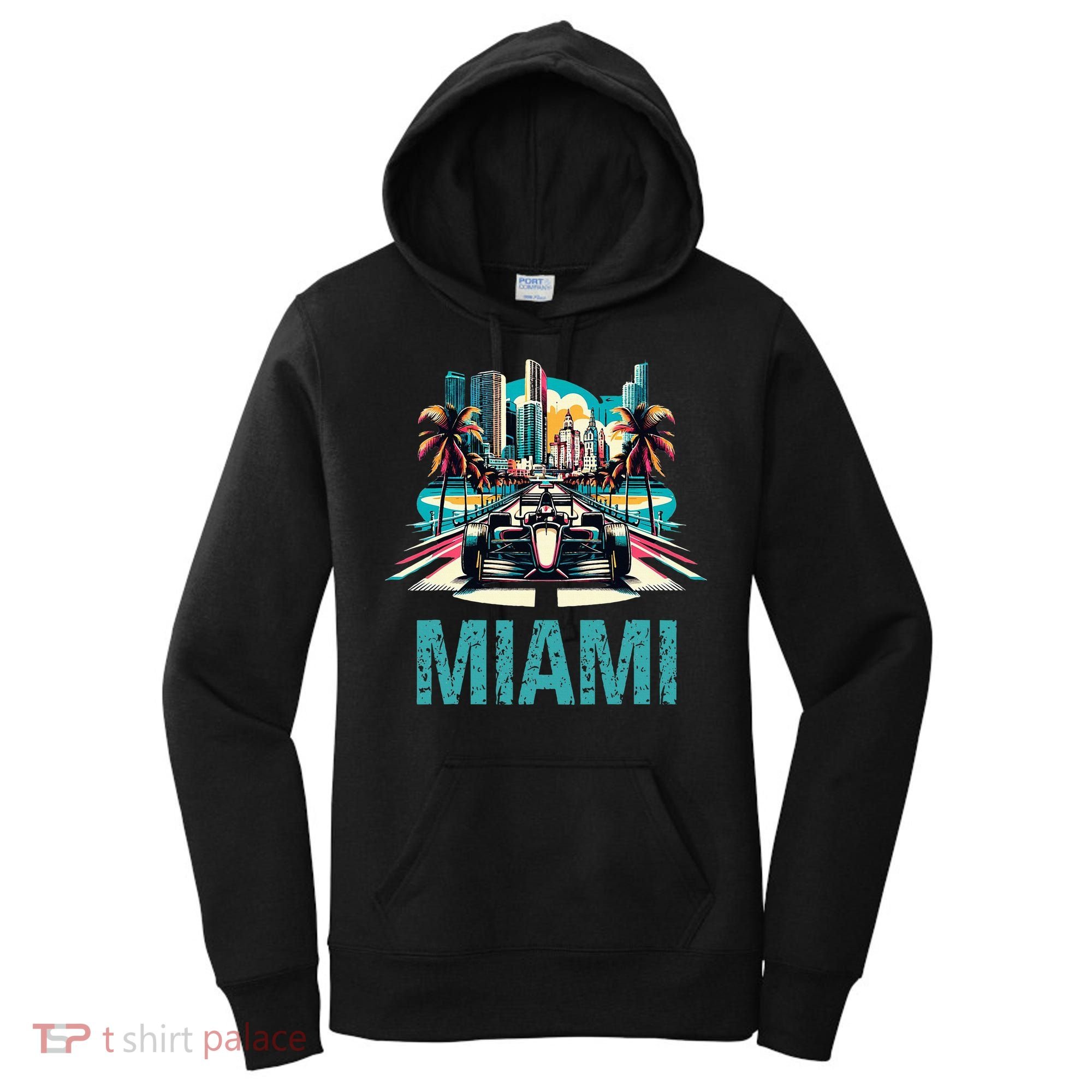 Formula Miami City Racing Circuit Car Map Grand Prix Race Women's Hoodie