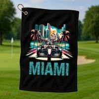 Formula Miami City Racing Circuit Car Map Grand Prix Race Golf Towel thumb 1