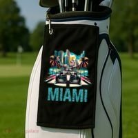 Formula Miami City Racing Circuit Car Map Grand Prix Race Golf Towel thumb 2