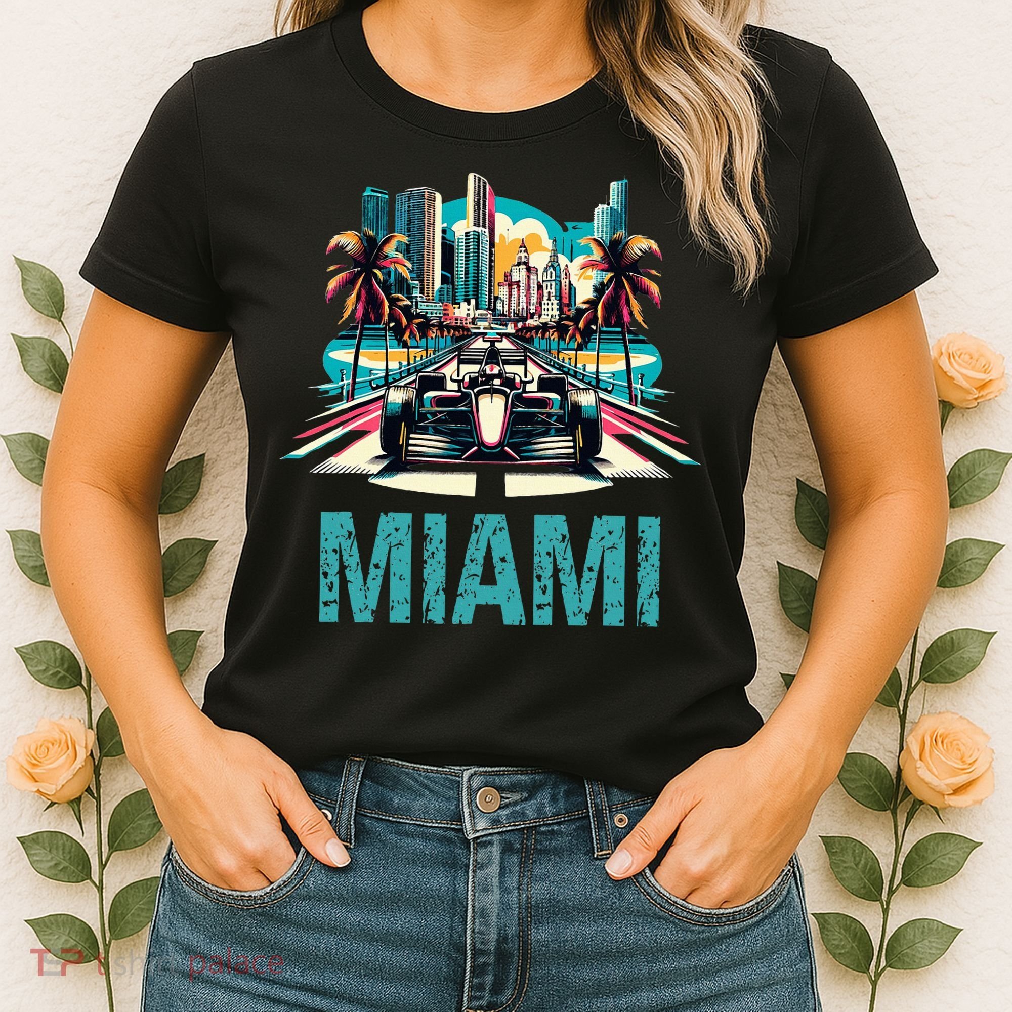 Formula Miami City Racing Circuit Car Map Grand Prix Race Women's T-Shirt
