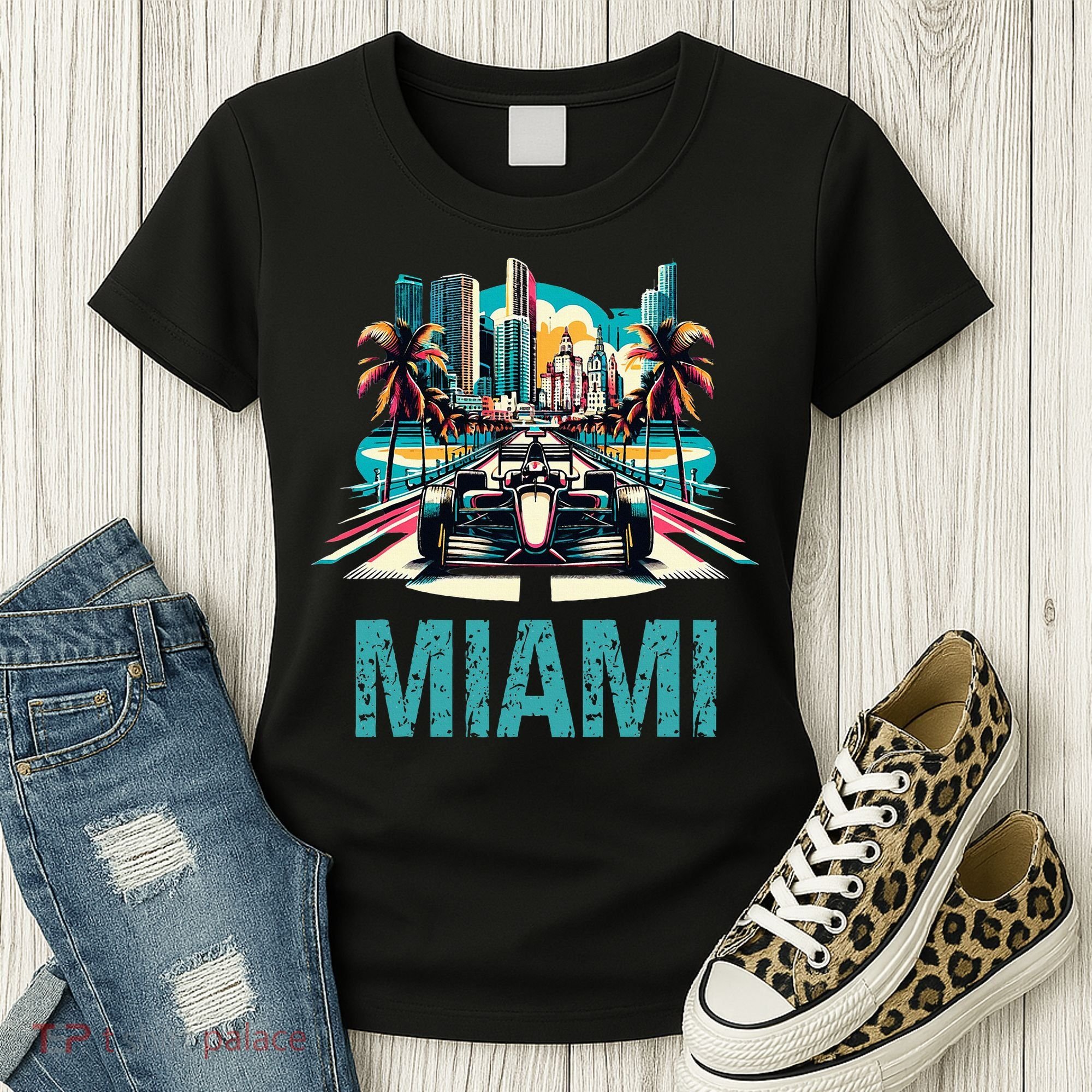 Formula Miami City Racing Circuit Car Map Grand Prix Race Women's T-Shirt