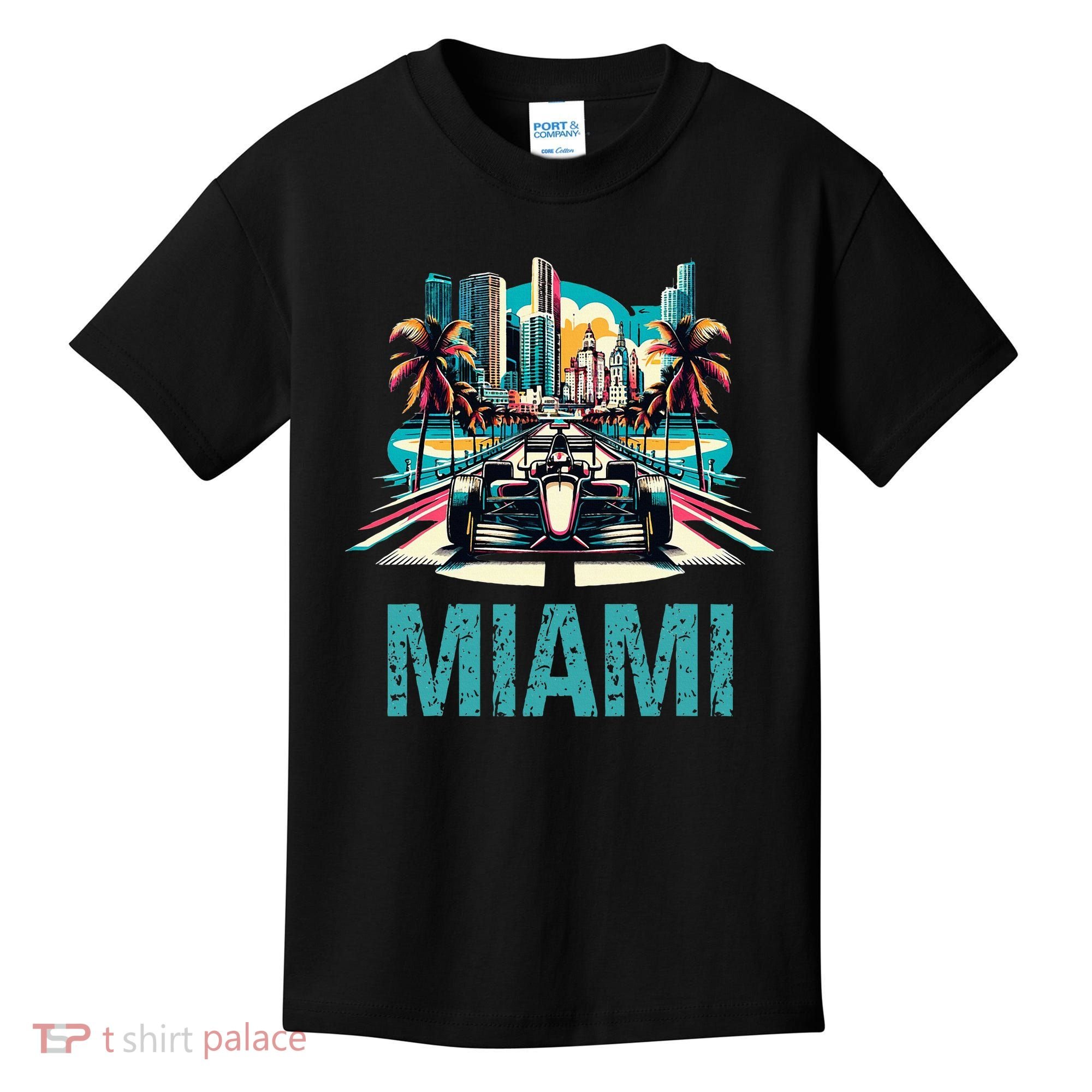 Formula Miami City Racing Circuit Car Map Grand Prix Race Kids T-Shirt