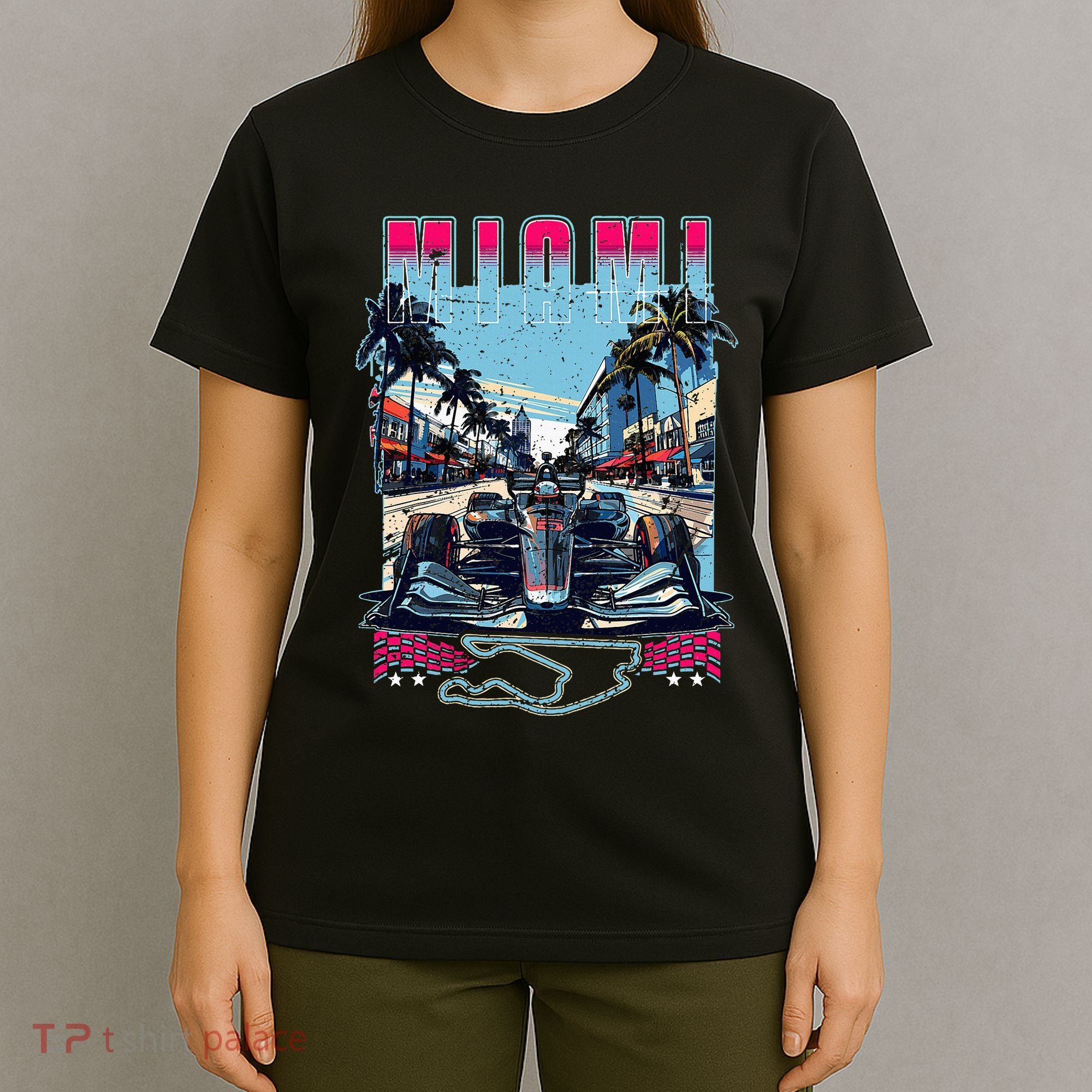 Formula Miami City Racing Racetrack Car Map Grand Prix Race T-Shirt