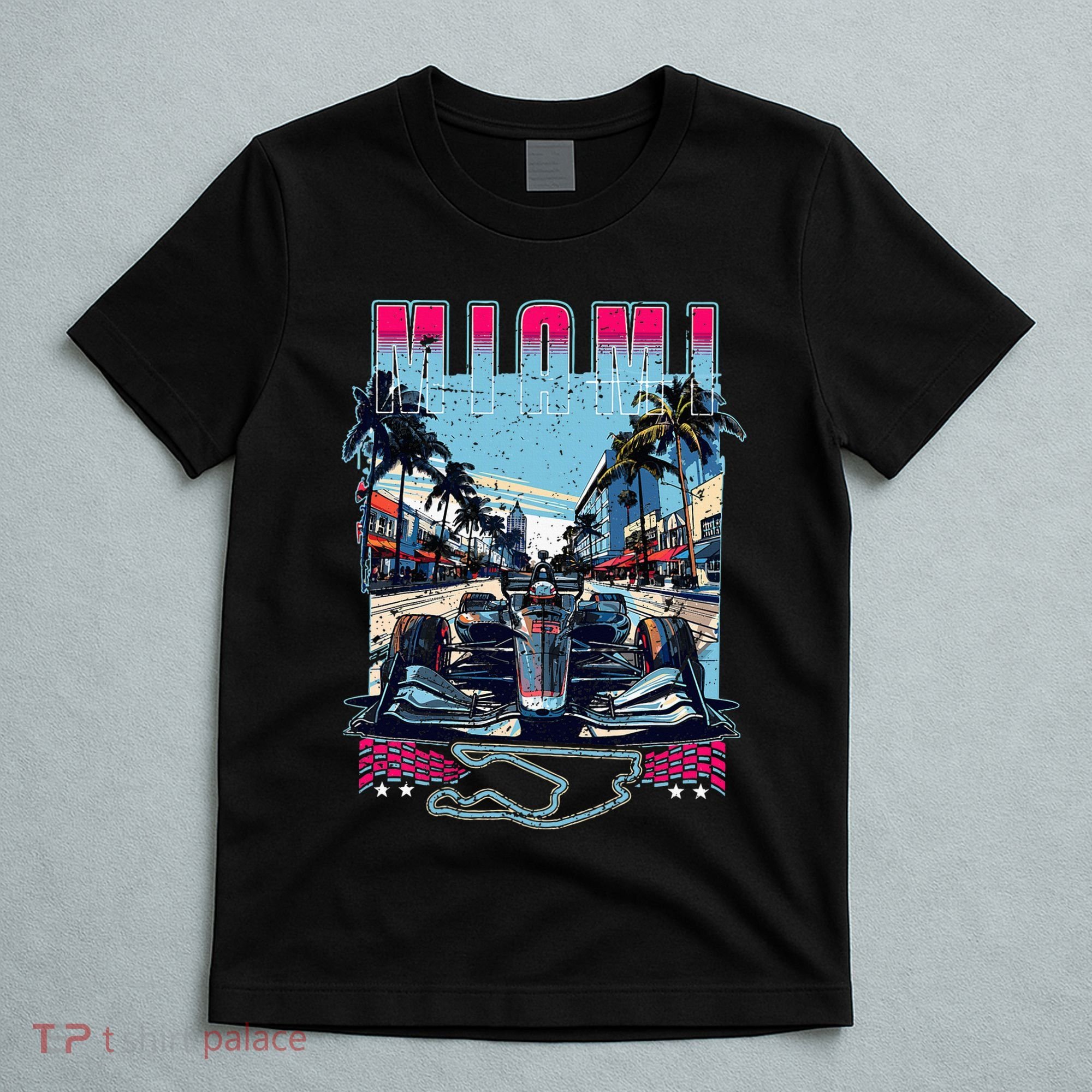 Formula Miami City Racing Racetrack Car Map Grand Prix Race T-Shirt