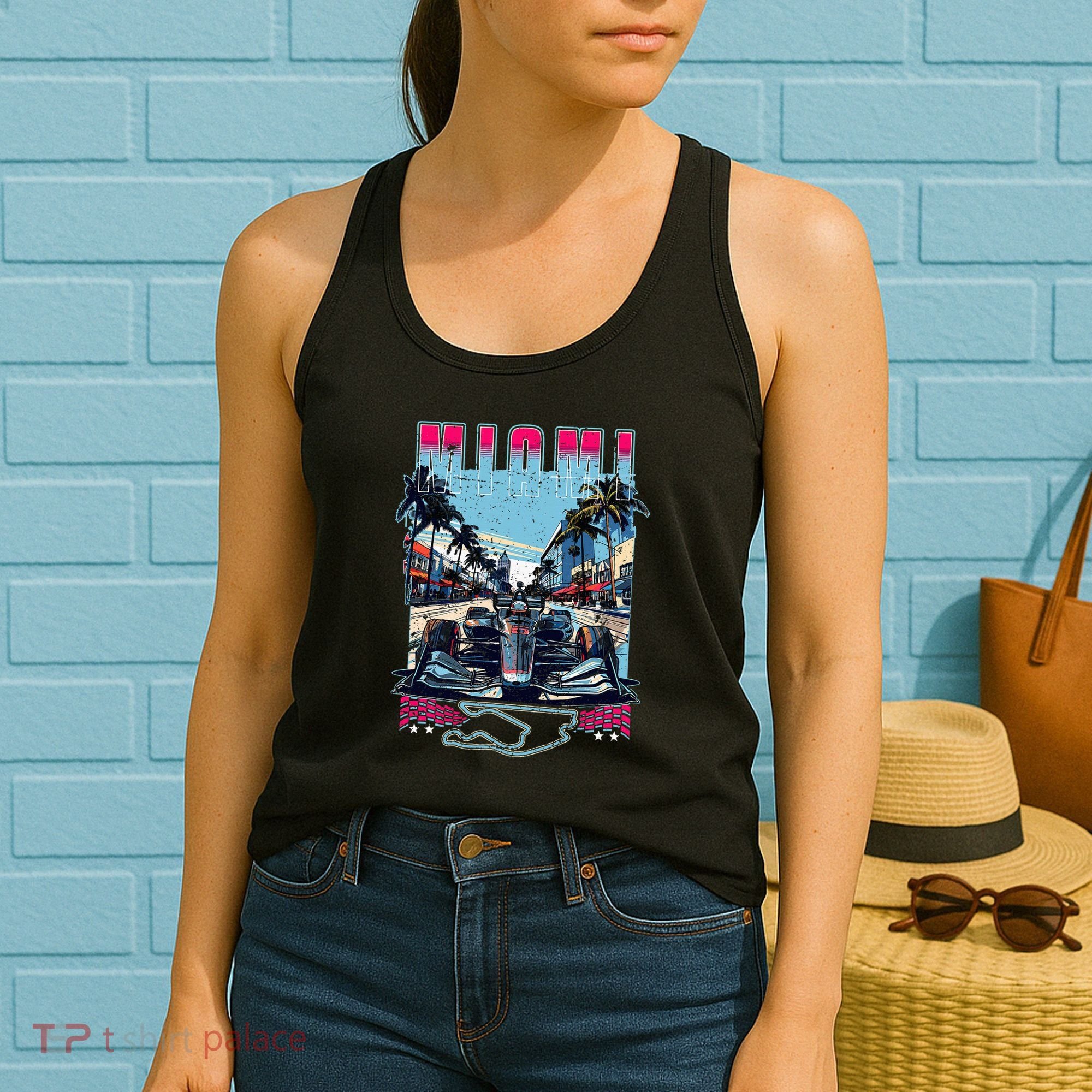 Formula Miami City Racing Racetrack Car Map Grand Prix Race Women's Tank Top