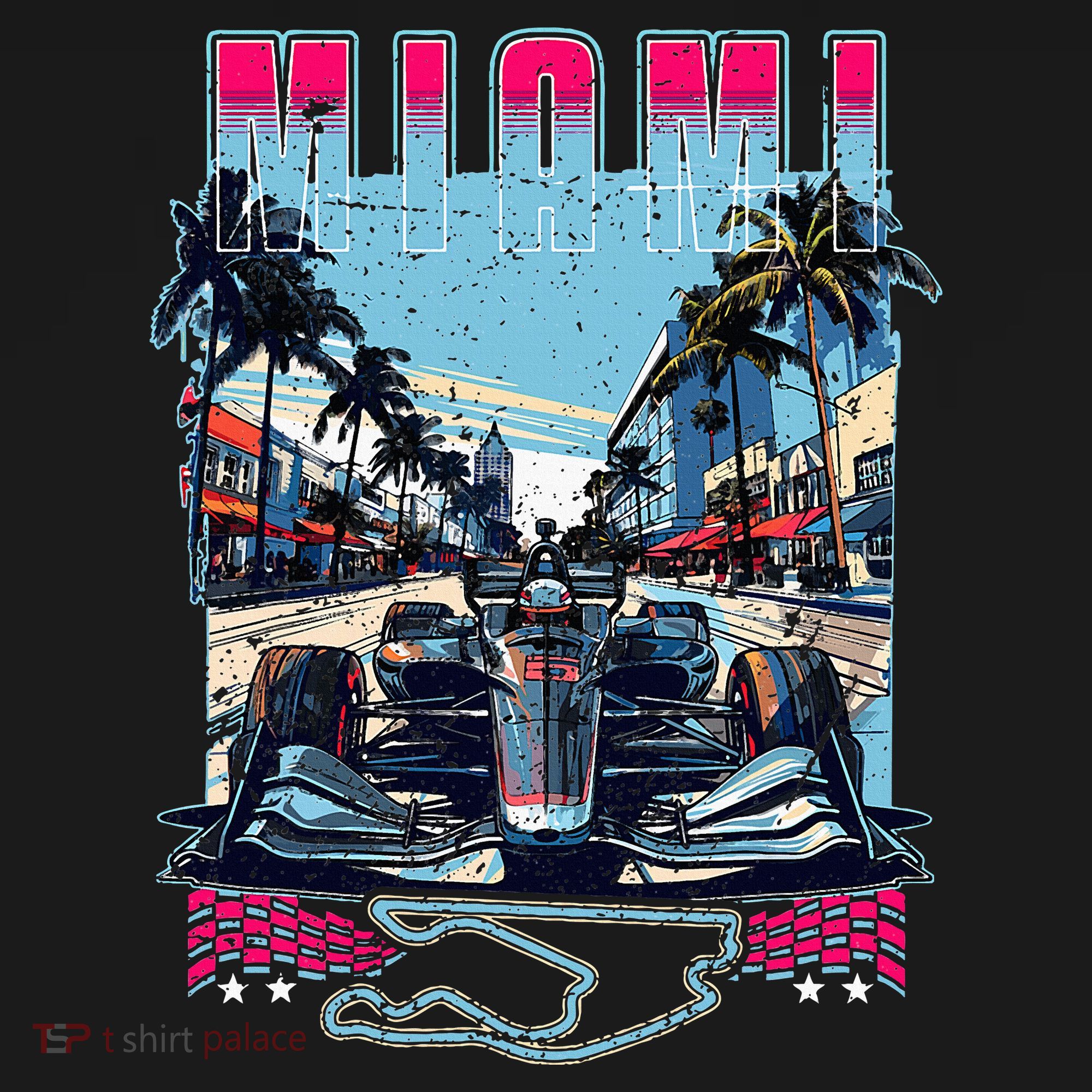 Formula Miami City Racing Racetrack Car Map Grand Prix Race Baby Bodysuit