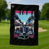 Formula Miami City Racing Racetrack Car Map Grand Prix Race Golf Towel thumb 1