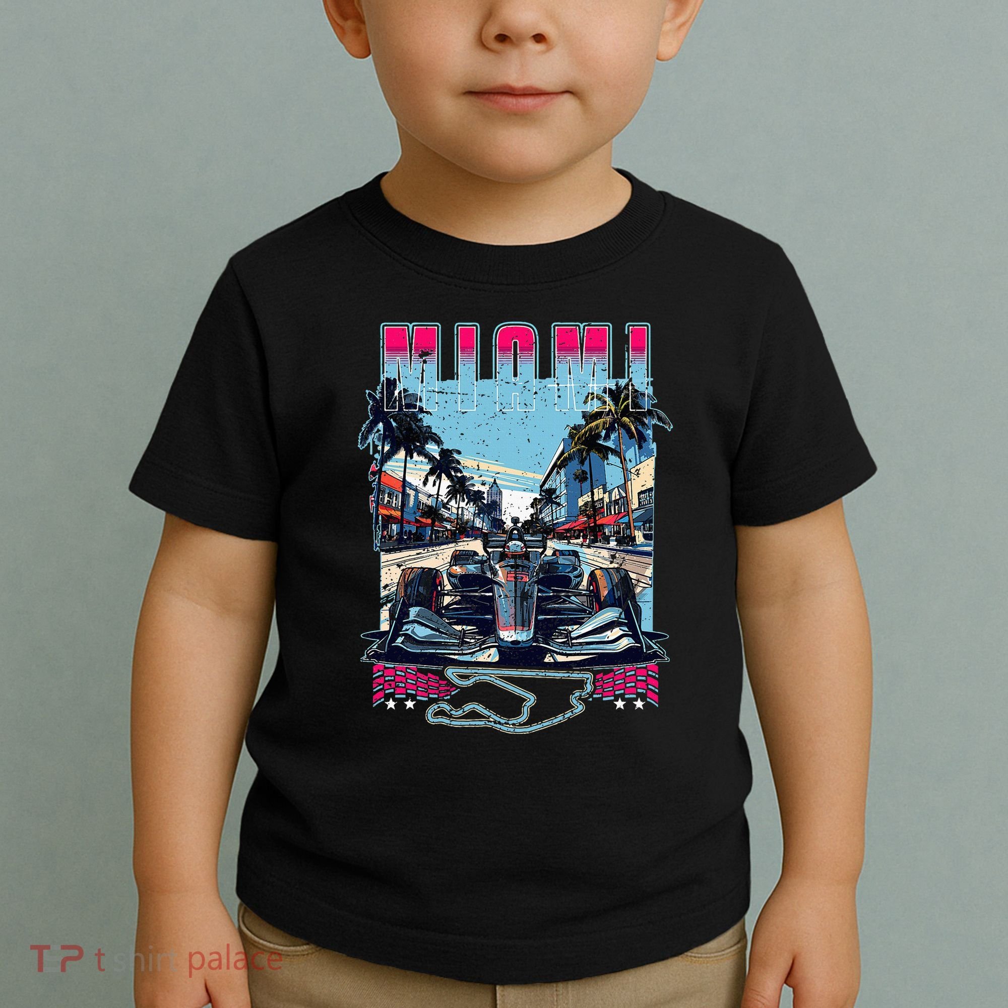 Formula Miami City Racing Racetrack Car Map Grand Prix Race Toddler T-Shirt
