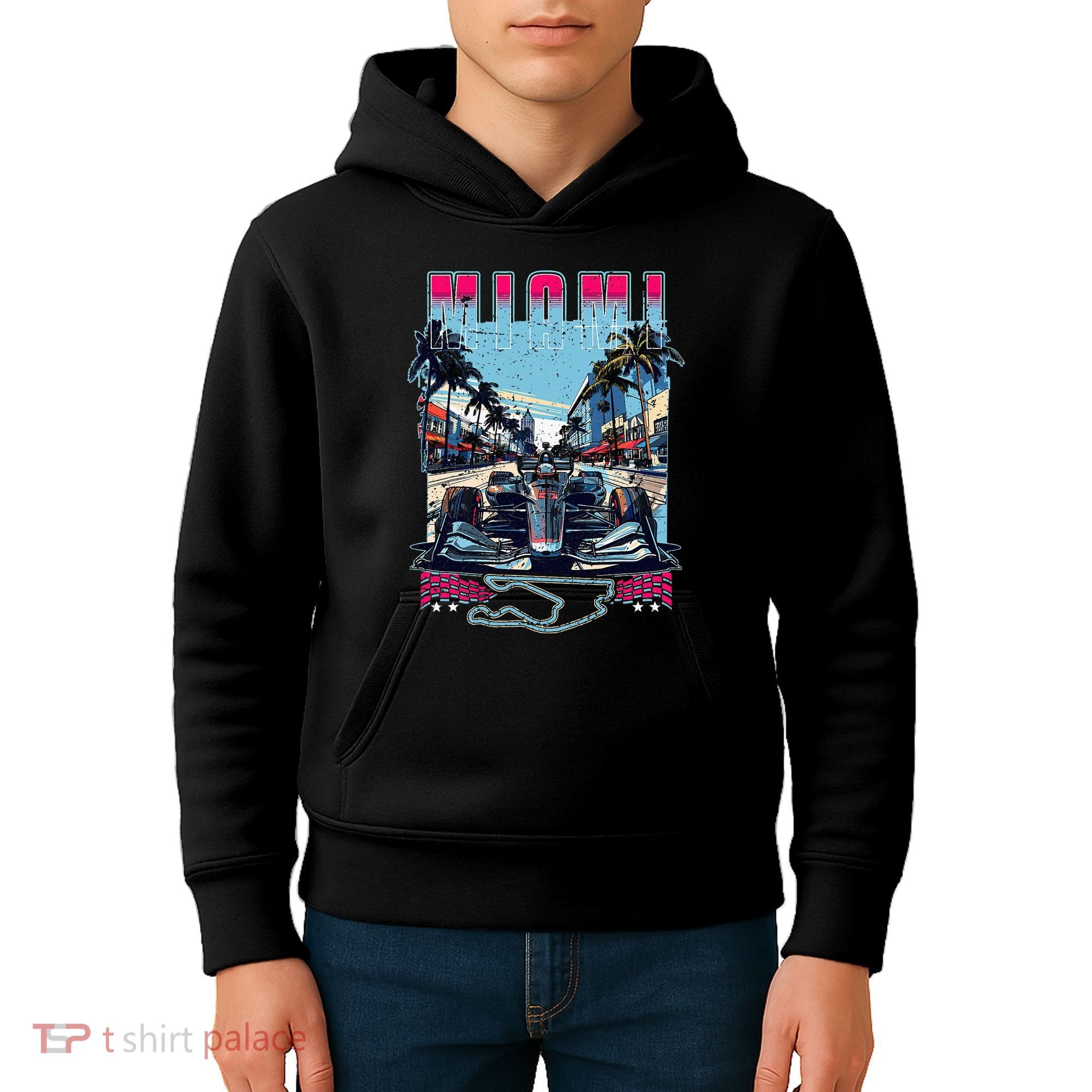 Formula Miami City Racing Racetrack Car Map Grand Prix Race Kids Hoodie