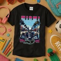 Formula Miami City Racing Racetrack Car Map Grand Prix Race Kids T-Shirt thumb 3