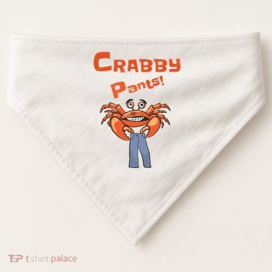 Funny Meme Crabby Pants With Crab USA-Made Doggie Bandana