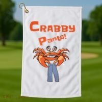 Funny Meme Crabby Pants With Crab Golf Towel thumb 1