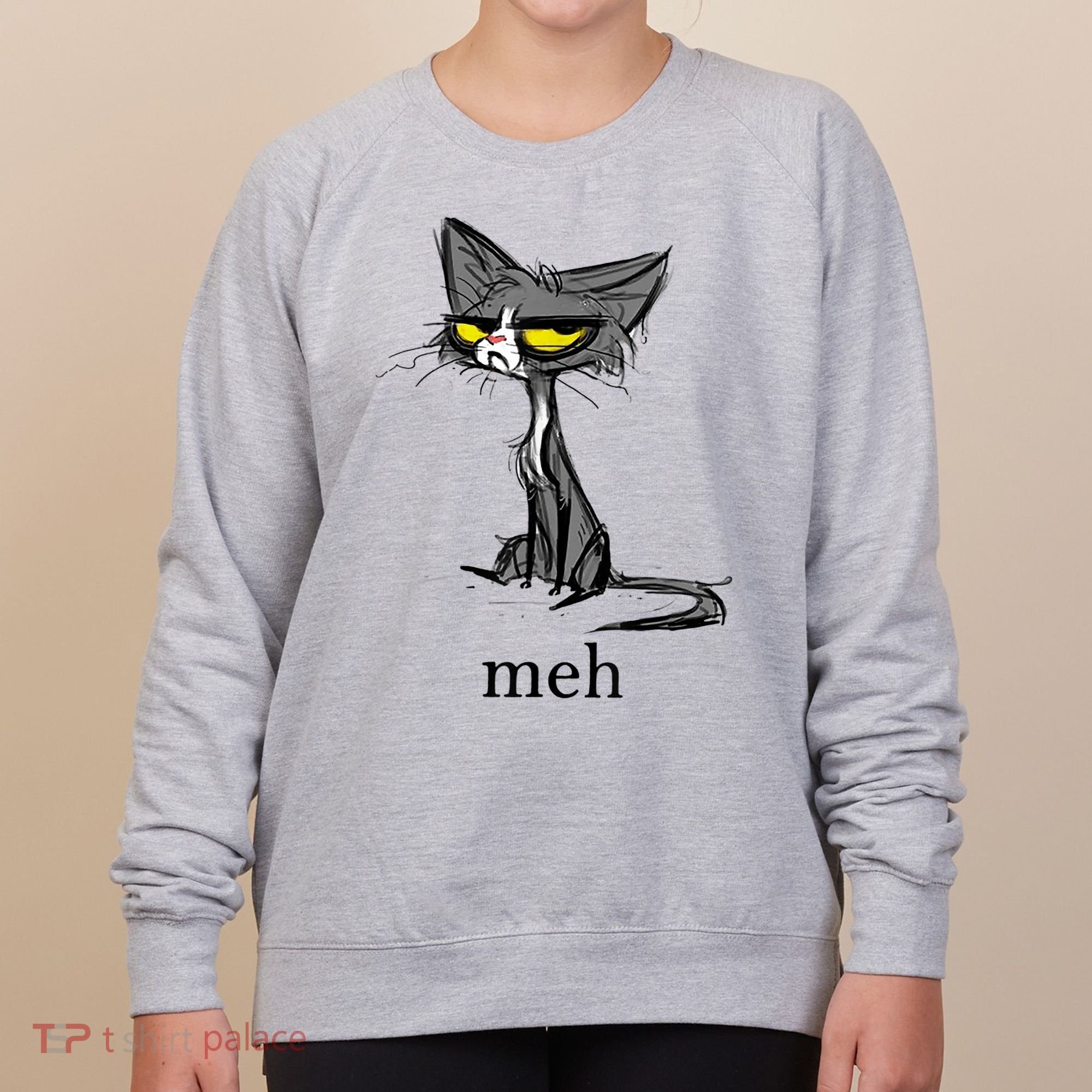 Funny Meh Cat Gift For Cat Lovers Women's Sweatshirt