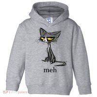 Funny Meh Cat Gift For Cat Lovers Toddler Hoodie thumb 0