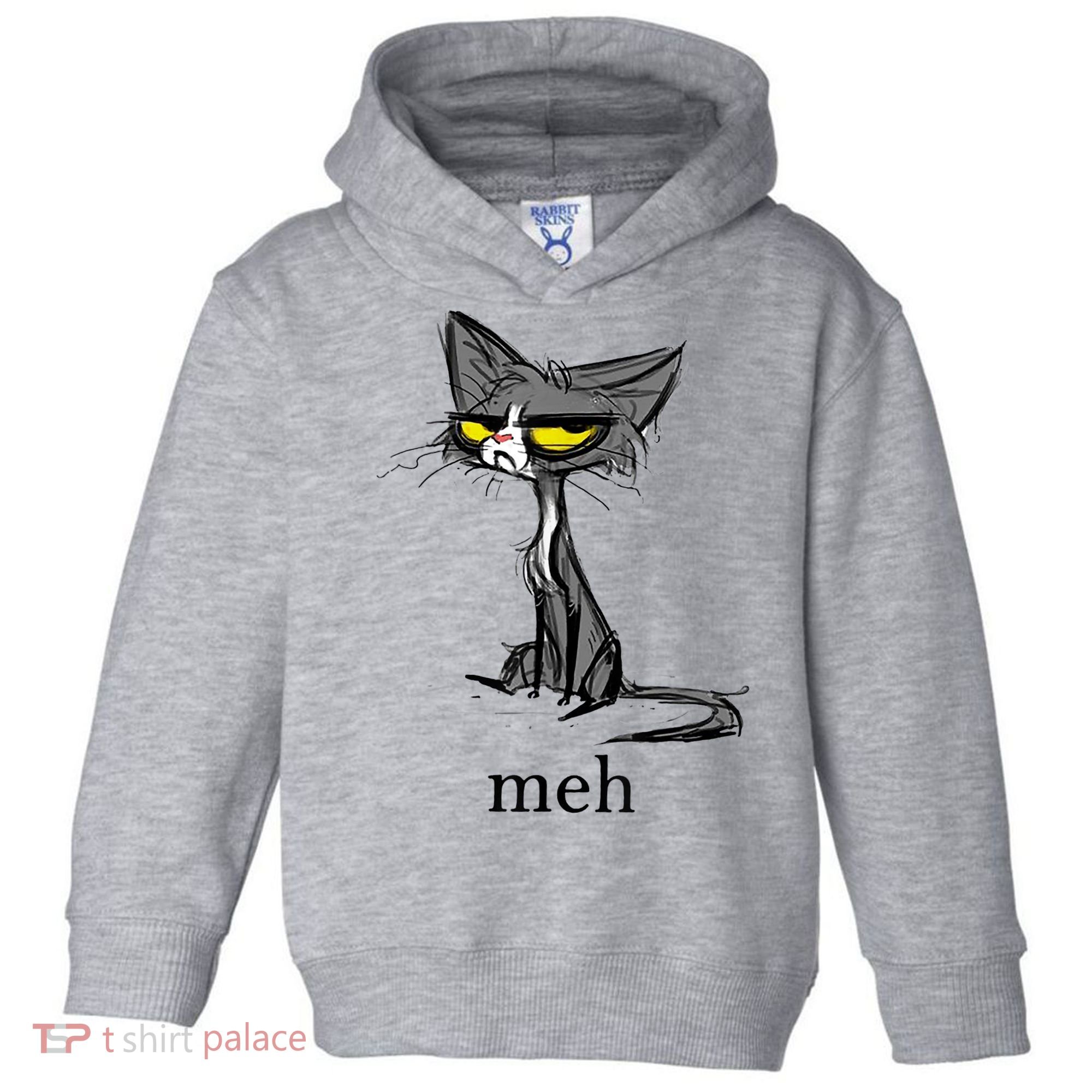 Funny Meh Cat Gift For Cat Lovers Toddler Hoodie