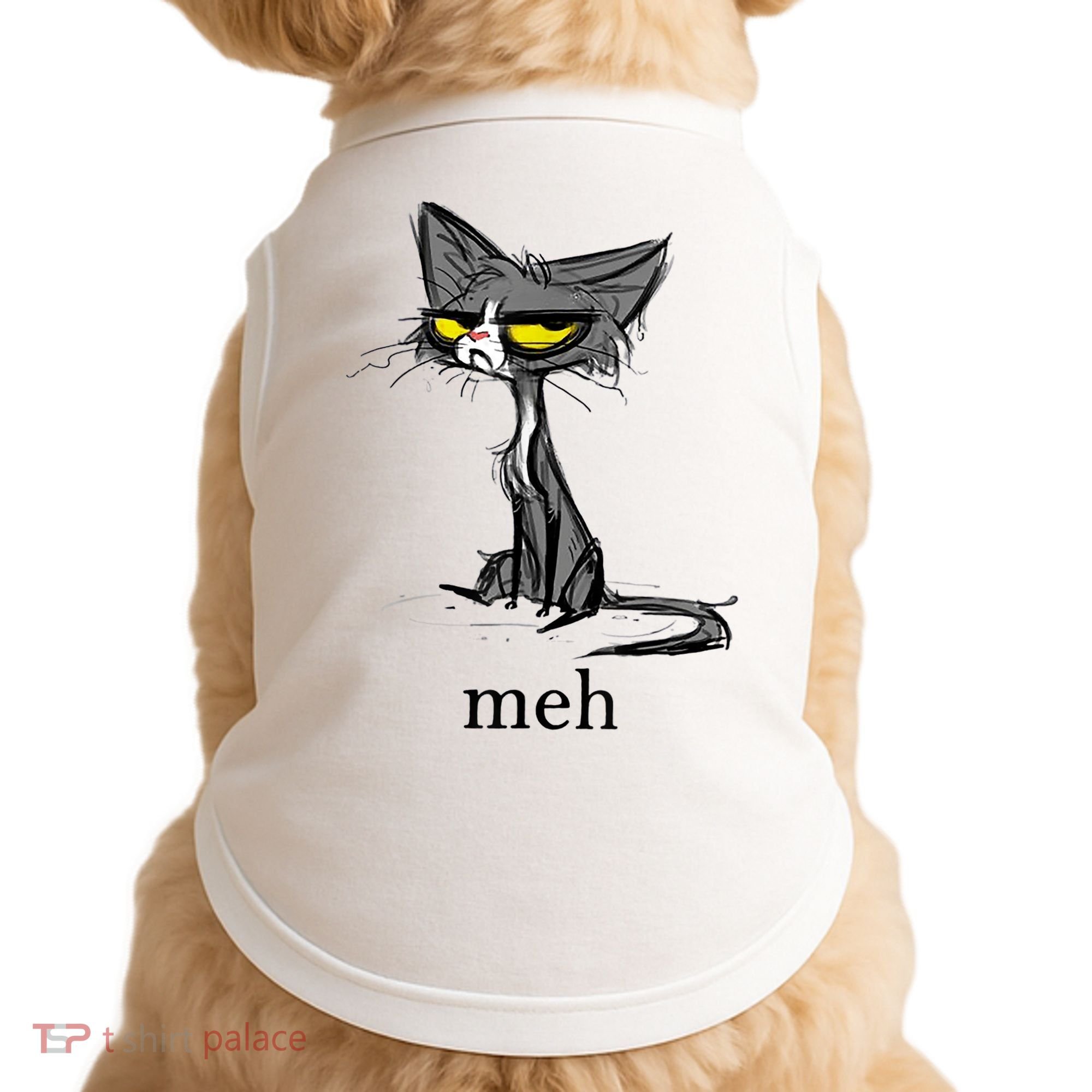 Funny Meh Cat Gift For Cat Lovers Doggie Tank