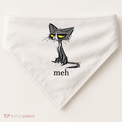 Funny Meh Cat Gift For Cat Lovers USA-Made Doggie Bandana