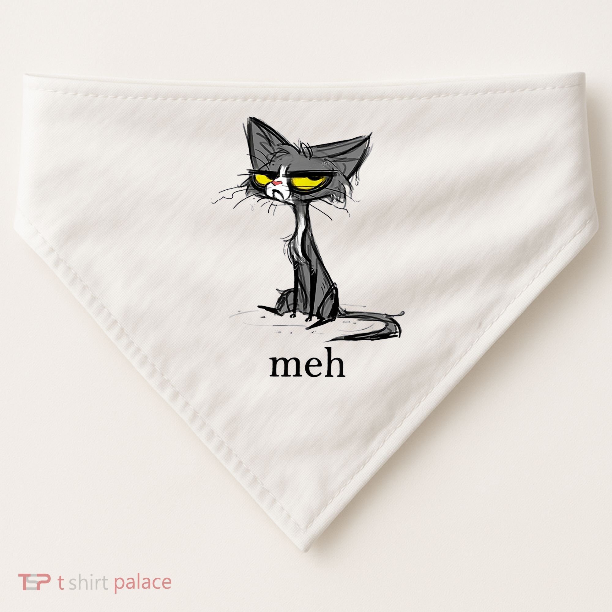 Funny Meh Cat Gift For Cat Lovers USA-Made Doggie Bandana