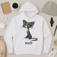 Funny Meh Cat Gift For Cat Lovers Hoodie thumb 3