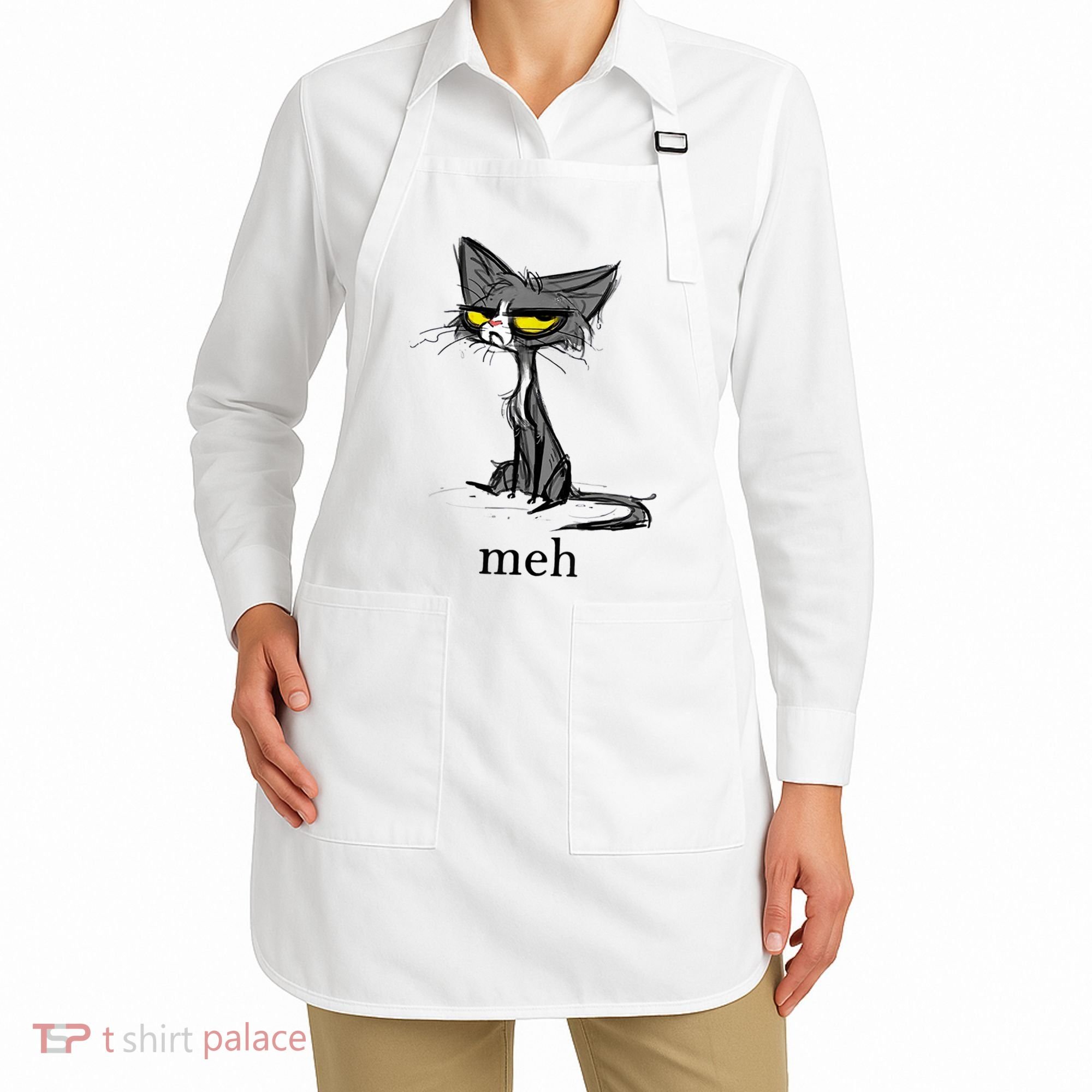 Funny Meh Cat Gift For Cat Lovers Apron