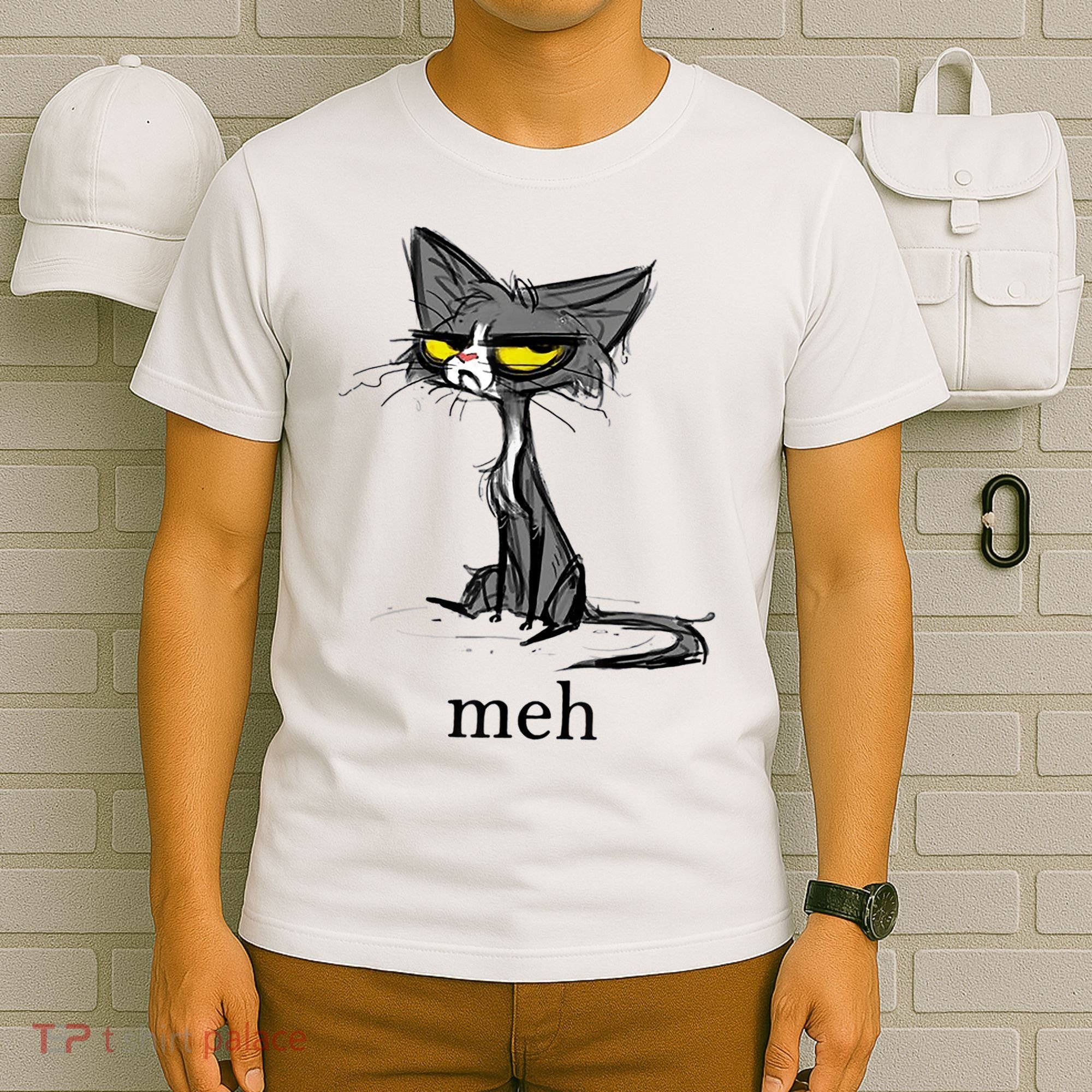 Funny Meh Cat Gift For Cat Lovers T-Shirt