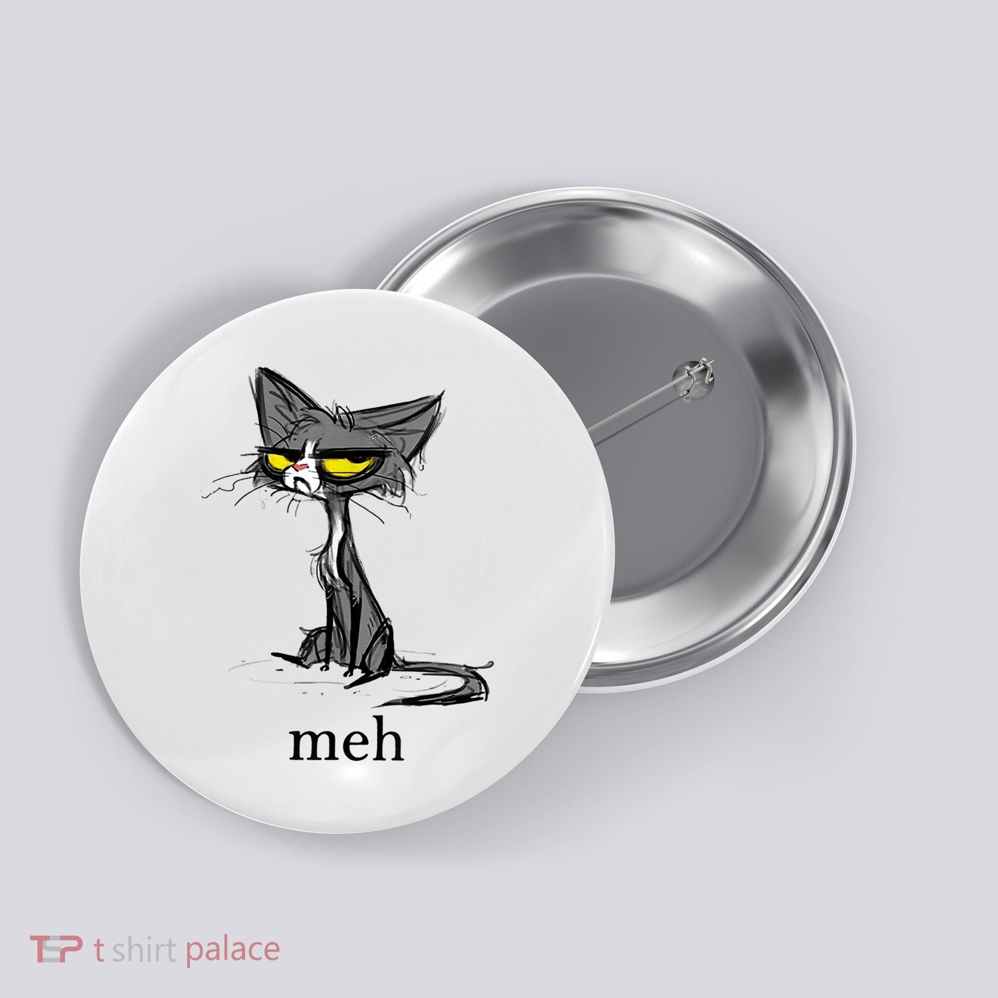 Funny Meh Cat Gift For Cat Lovers Button