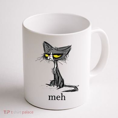 Funny Meh Cat Gift For Cat Lovers Coffee Mug back
