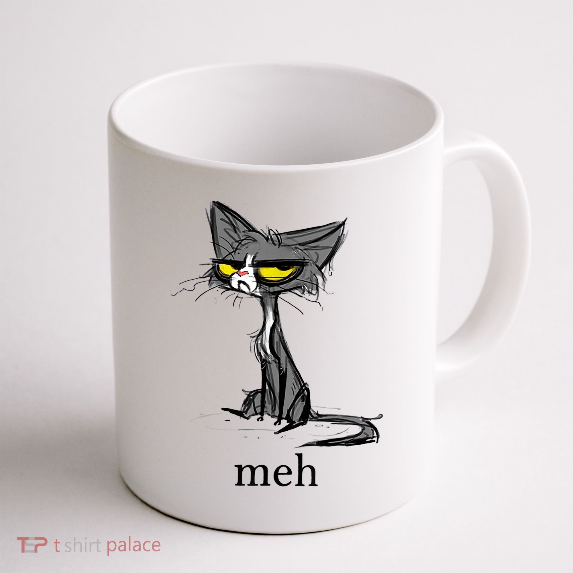 Funny Meh Cat Gift For Cat Lovers Coffee Mug