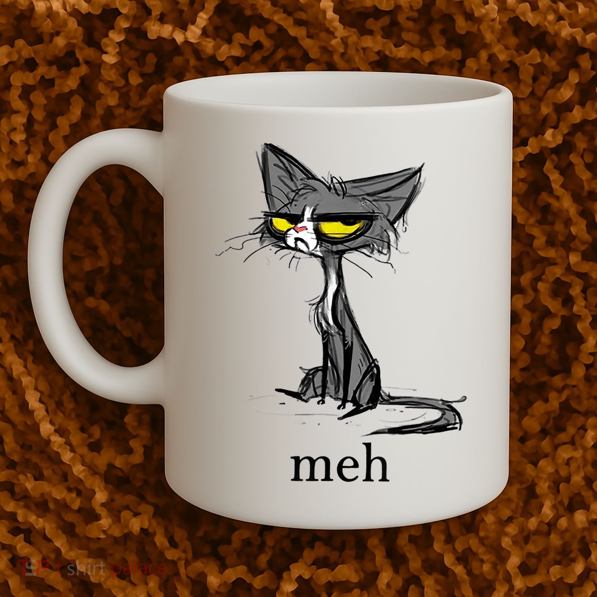 Funny Meh Cat Gift For Cat Lovers Coffee Mug