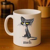 Funny Meh Cat Gift For Cat Lovers Coffee Mug thumb 4
