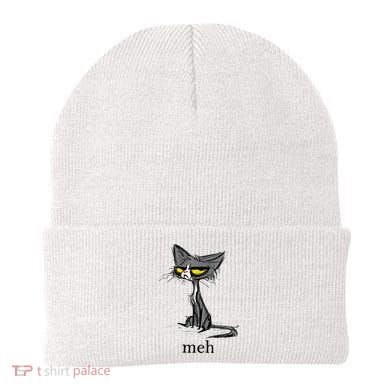 Funny Meh Cat Gift For Cat Lovers Beanie