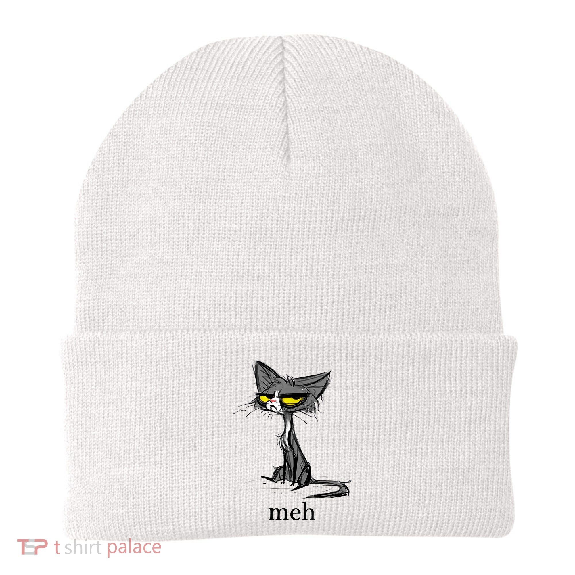 Funny Meh Cat Gift For Cat Lovers Beanie